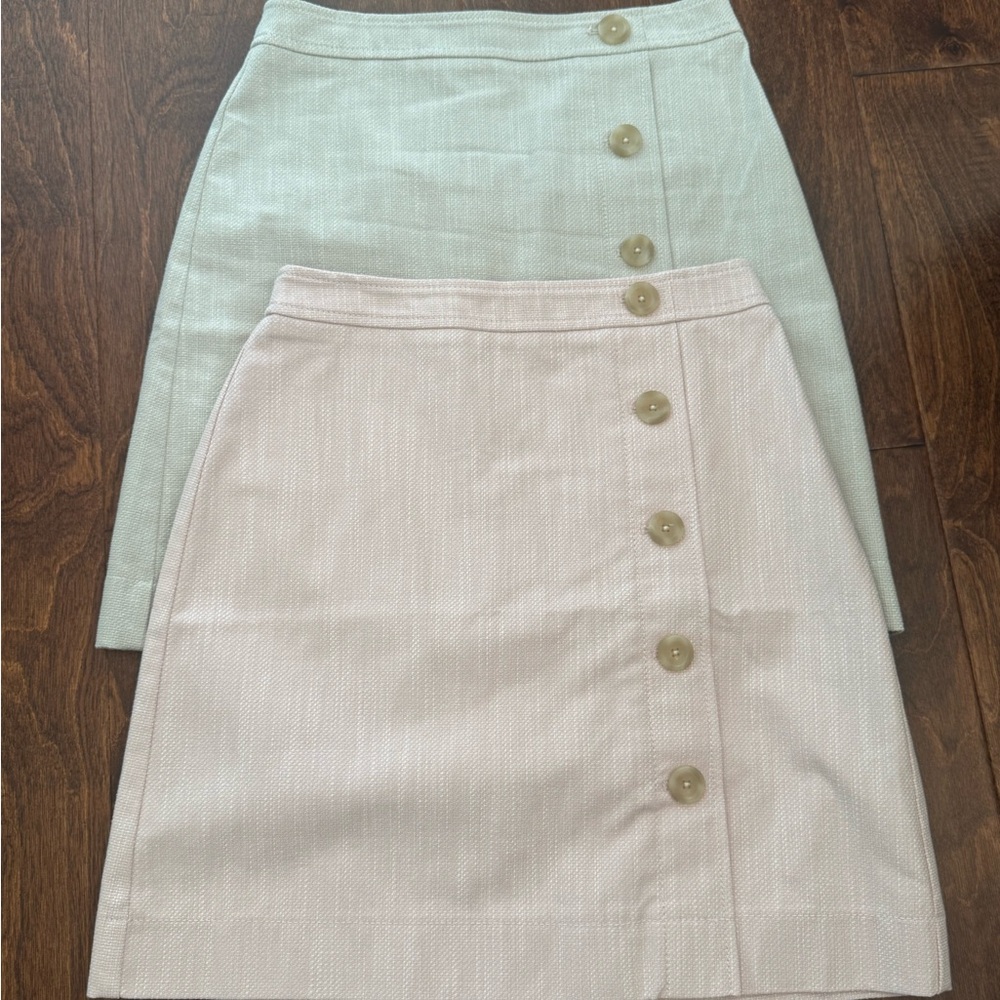 Ann Taylor A-Line Skirt Set in Tan and Blush